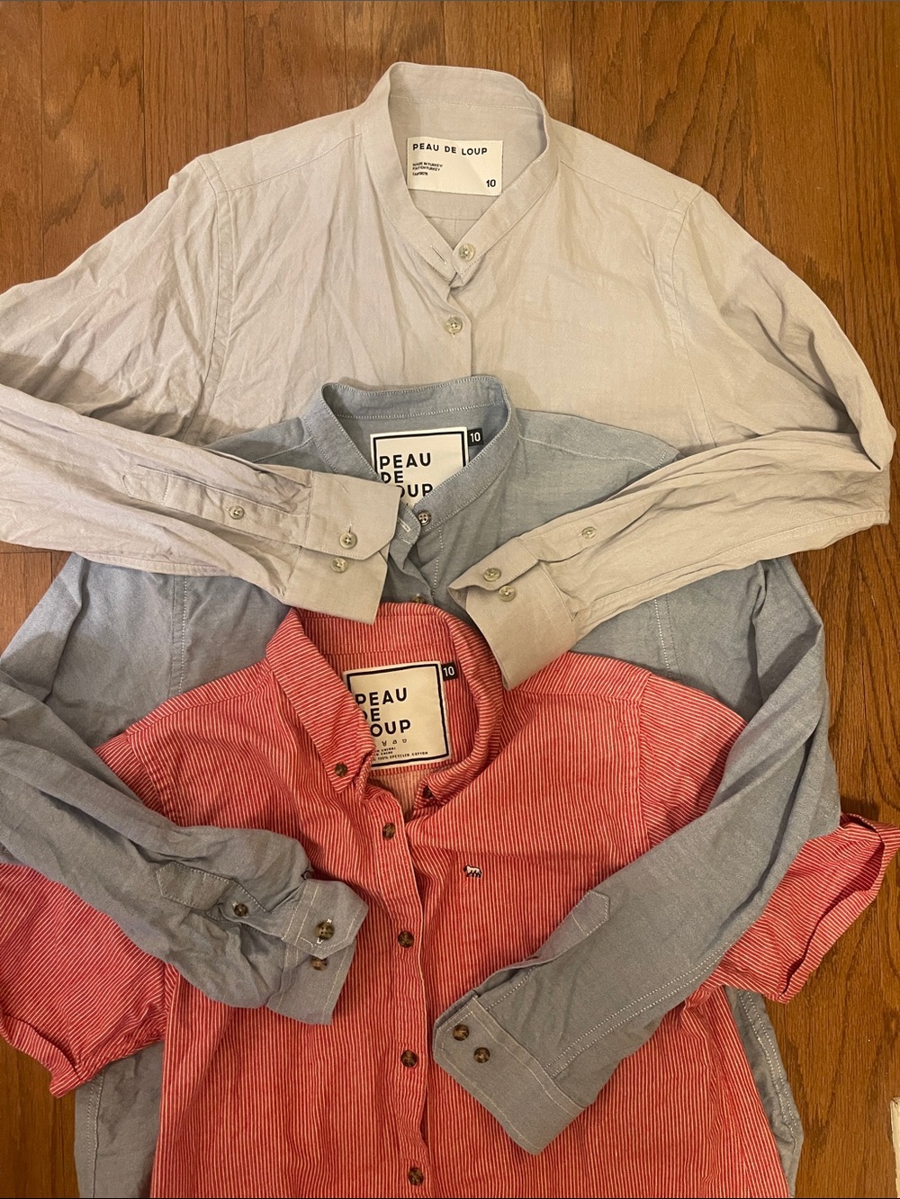 Bundle of 3 Peau de Loup Button Ups Size 10